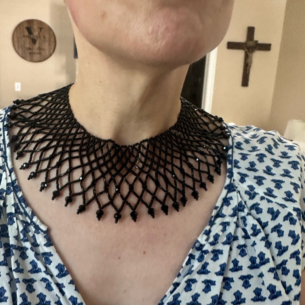 Elegant Black Beaded Necklace handmade